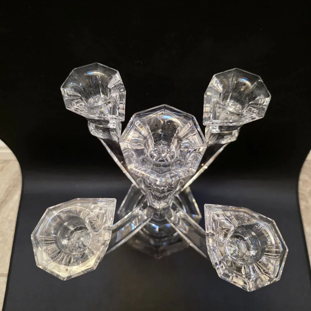Vtg TOWLE Lead Crystal Austria 5 Arm Candelabra Candle Holder 9.75” Tall